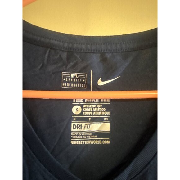 Nike Womens Astros Dri-Fit Tee Athletic Cut V-Neck Navy S MLB Genuine Merchandis - Picture 2 of 5